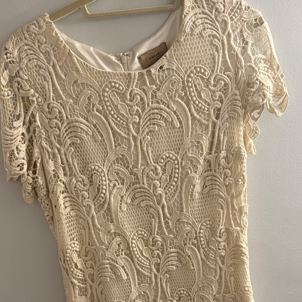 Elegant Cream Lace Mini Dress